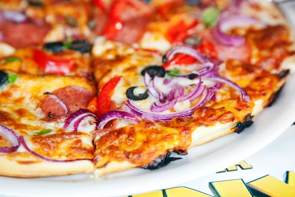 Delicious pizza closeup — Stock Photo, Image