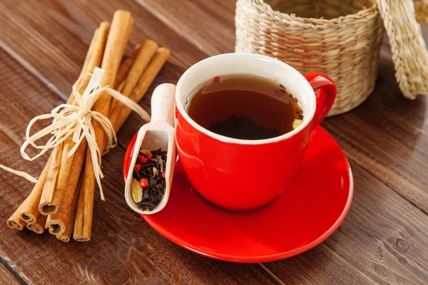 Té especiado con canela y manzanas — Foto de Stock