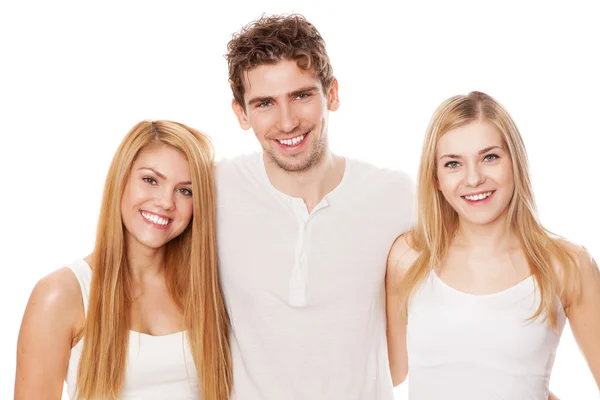 Trois jeunes sur fond blanc — Photo