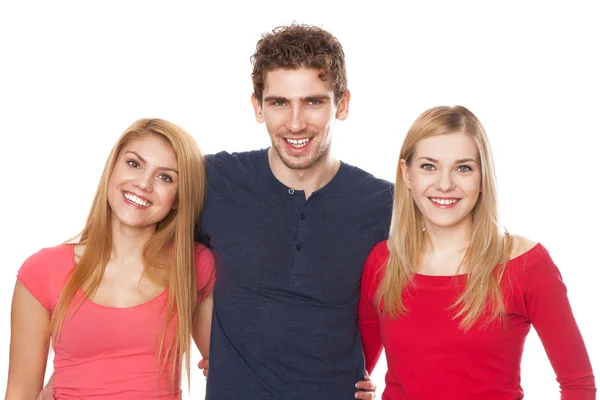 Three young people on white background — Stock Photo, Image