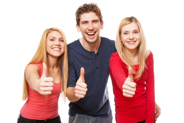 Three young people on white background — Stock Photo, Image