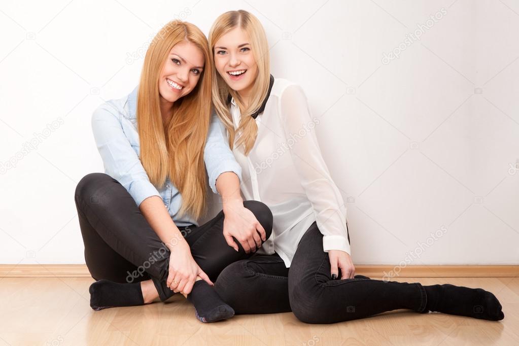 Two female friends having fun