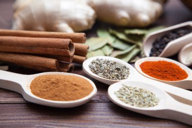 baharat ürün yelpazesine bir ahşap tablo