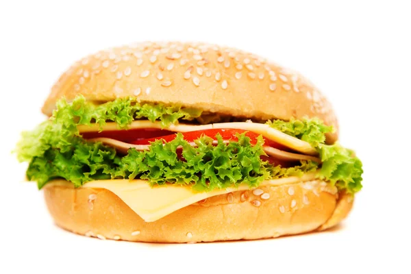 Delecious hamburgare isolerad på vit bakgrund — Stockfoto