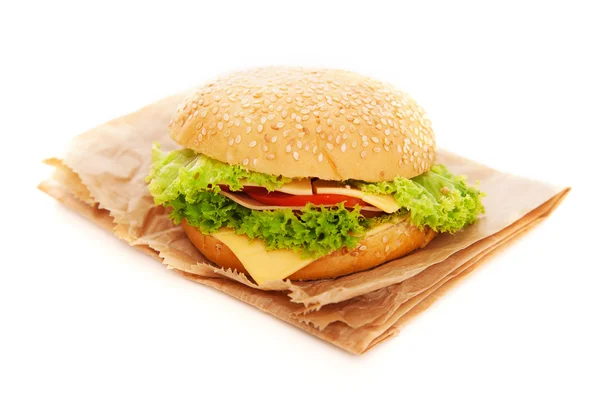 Восхитительный гамбургер изолирован на белом фоне — стоковое фото