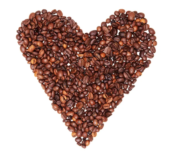 Κόκκοι καφέ σε σχήμα καρδιάς — Φωτογραφία Αρχείου