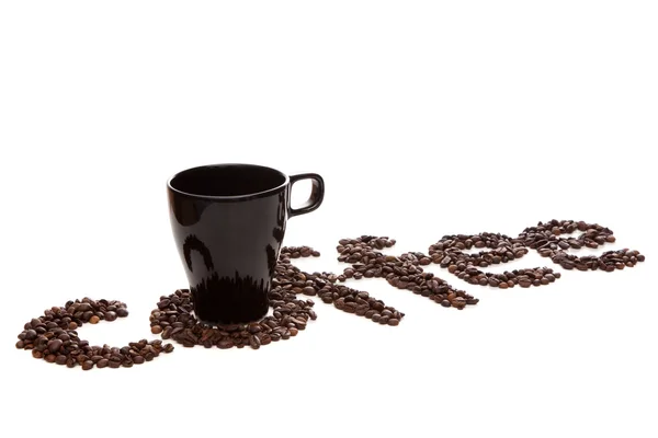 Koffie teken gemaakt van geroosterde bonen — Stockfoto