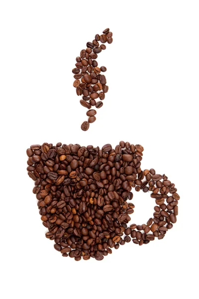 Koffie beker vorm gemaakt van geroosterde bonen — Stockfoto