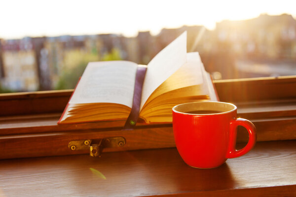 Books and a coffee cup