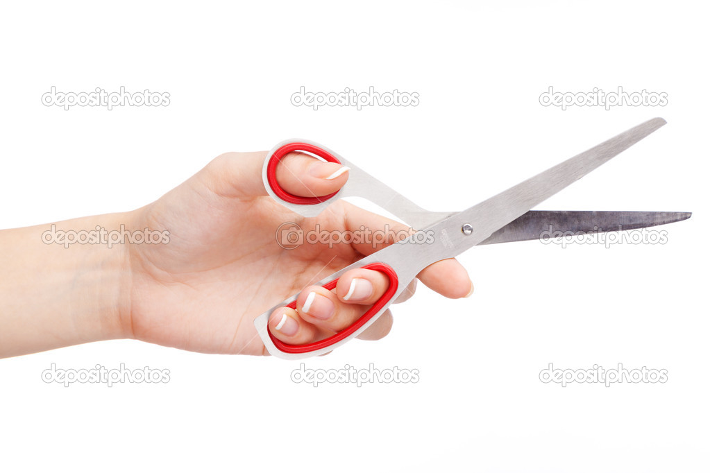 Female hand holding scissors — Stock Photo © gdolgikh 48134809
