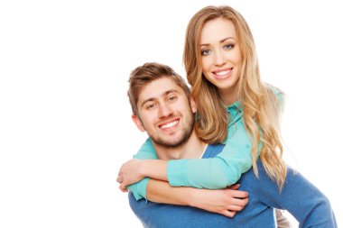 Beyaz arka planda izole genç çift