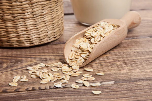 Barley flakes closeup photo — Stock Photo, Image