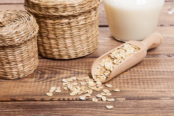 Barley flakes closeup photo — Stock Photo, Image