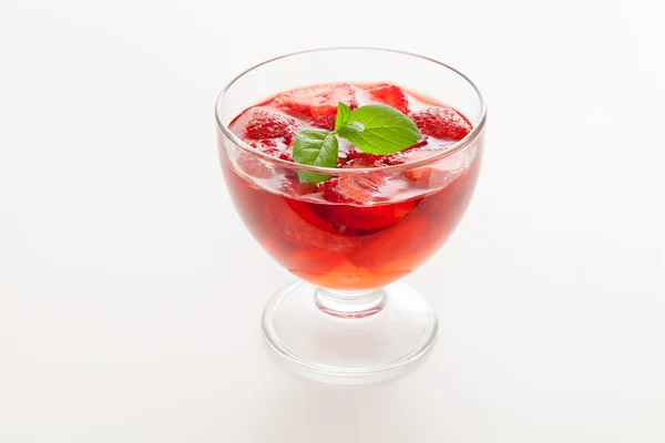 Strawberry jelly dessert — Stock Photo, Image