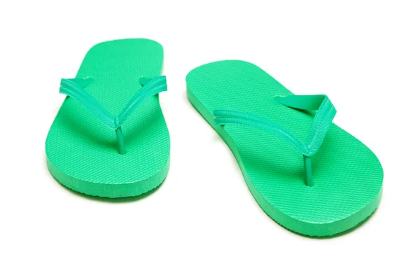 Grüne Flipflops isoliert auf weißem Hintergrund — Stockfoto