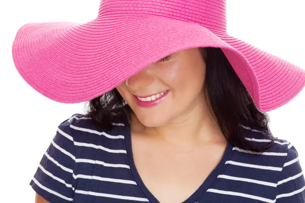 Young beautiful woman in a summer hat — Stock Photo, Image