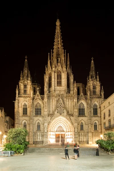 Cattedrale di Barcellona di notte — Foto Stock