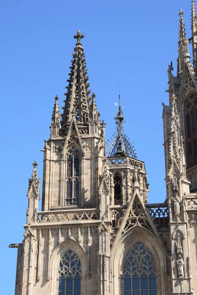 Facciata della cattedrale di Barcellona dettagli — Foto Stock