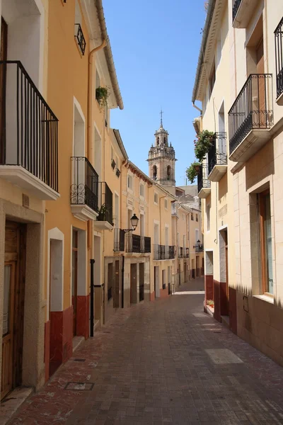 Old Narrow Street e Scale Sidewalk in Biar Alicante Spagna — Foto Stock
