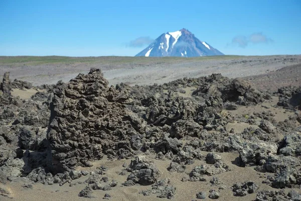 Lavafeld Südlich Des Stratovulkans Viljuchinsky Viljuchik Süden Der Halbinsel Kamtschatka — Stockfoto