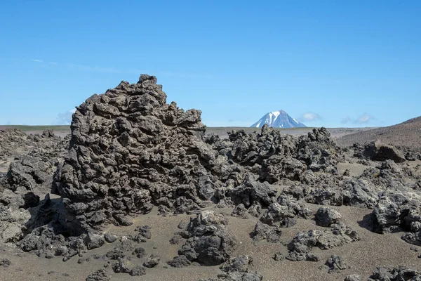 Campo Lava Sul Estratovulcão Vilyuchinsky Vilyuchik Parte Sul Península Kamchatka — Fotografia de Stock