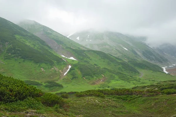 Dolina Vatchkazhets Dawne Pole Wulkaniczne Bardzo Popularna Trasa Trekkkingowa Kamczatki — Zdjęcie stockowe