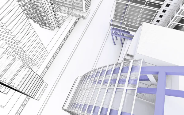 Sketch of the business center. — Stock Photo, Image