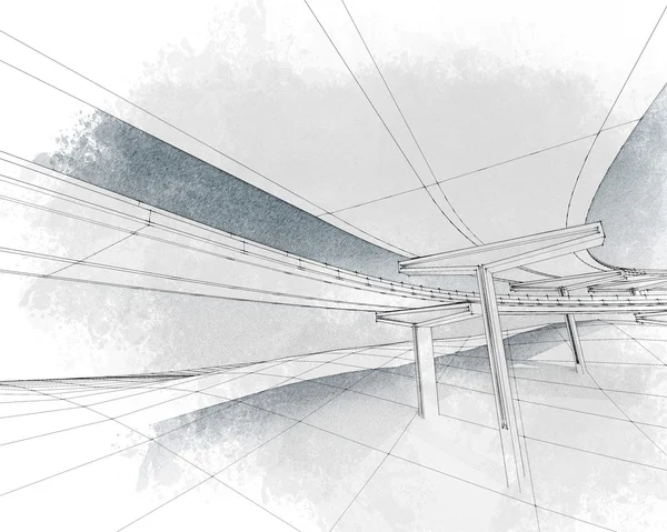 Esboço da rodovia de dois níveis . — Fotografia de Stock