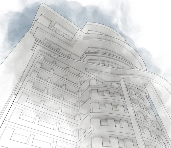 Sketch of the business center. — Stock Photo, Image