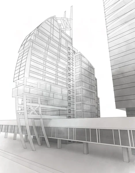 Sketch of the business center. — Stock Photo, Image