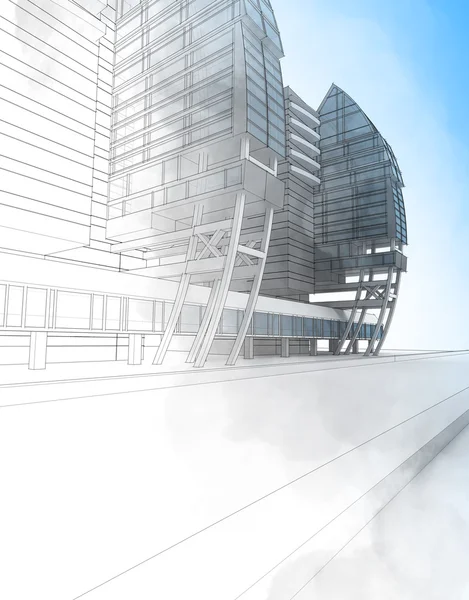 Sketch of the business center. — Stock Photo, Image