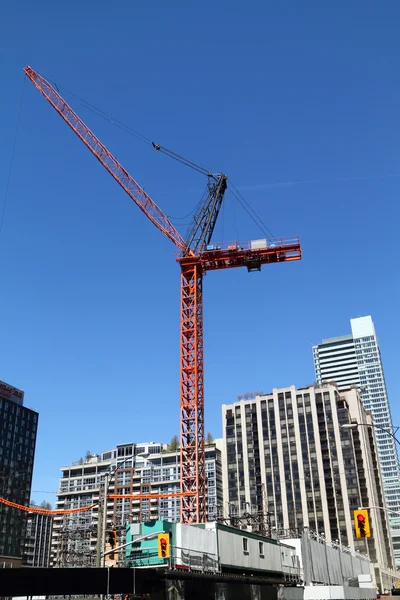 High-rise building crane on top of building