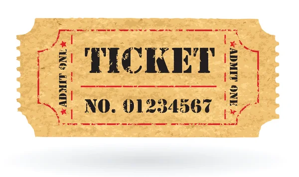 Alte Vektor Vintage Paper Ticket mit Nummer — Stockvektor