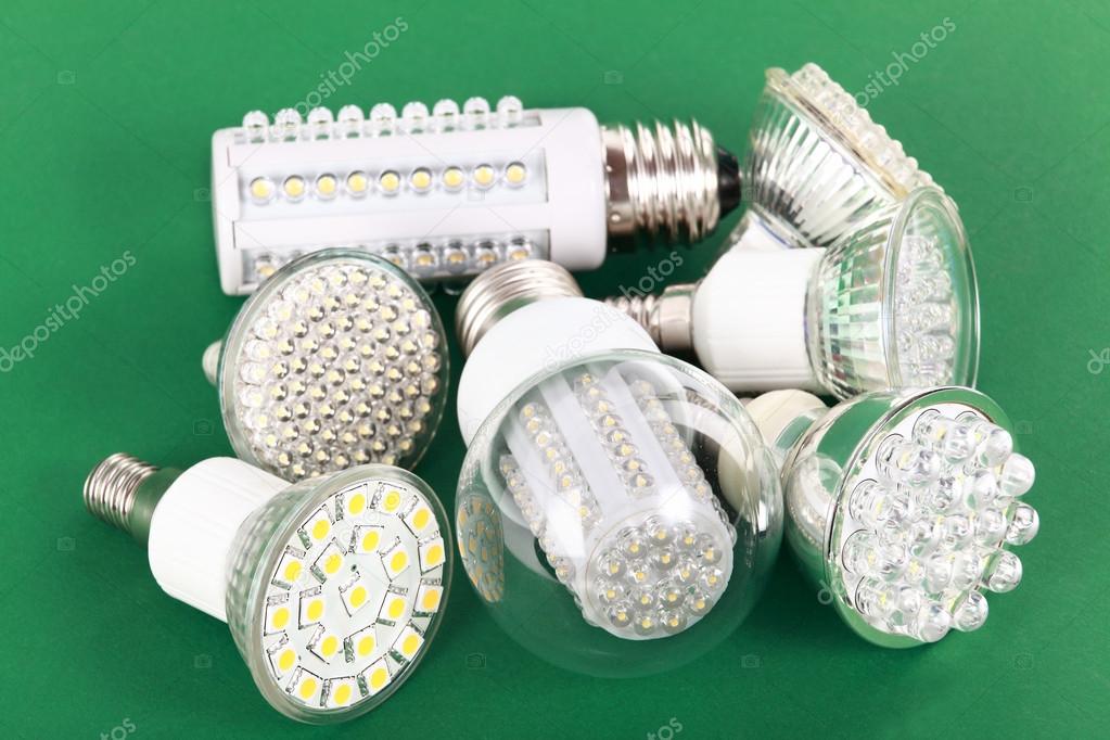 Newest LED light bulb on green