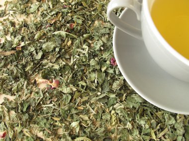 Bir fincan çay ve çay.