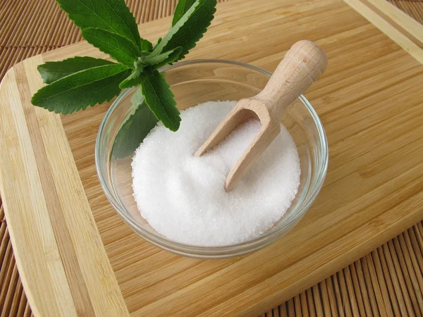Volné krystaly cukru stevia — Stock fotografie