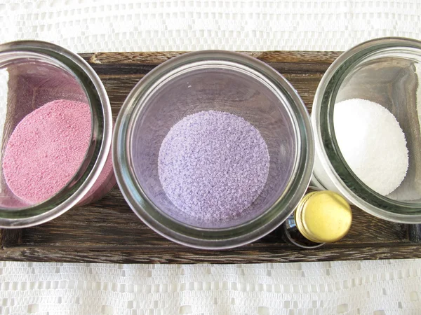 Dyed bath salts — Stock Photo, Image