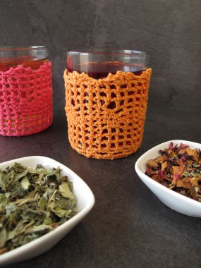 Kış çayı fincan sıcak ile cam