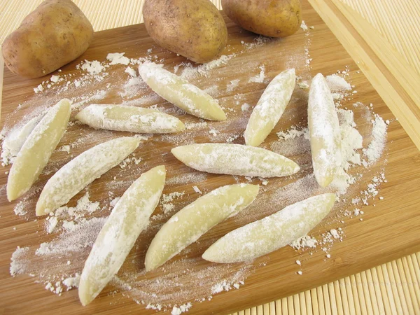 Rolled noodles made from potatoes — Stock Photo, Image