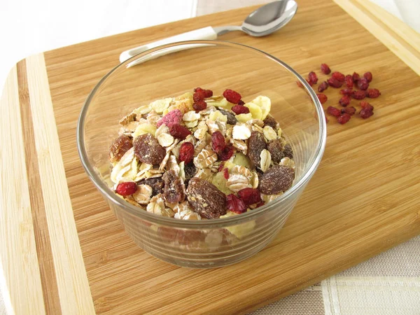 Dried barberries in muesli — Stock Photo, Image