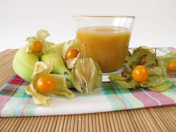 Smoothie with banana and physalis — Stock Photo, Image