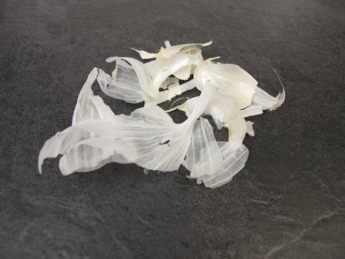 Sarımsak kabuğu, sarımsak yapraklarının ince tabakaları.