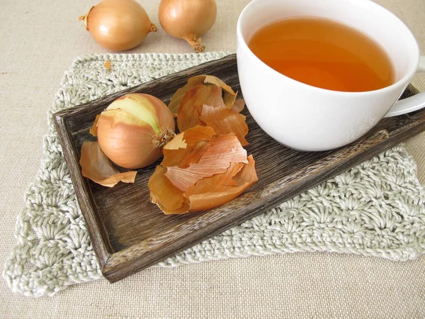 Cup Healthy Onion Peel Tea 스톡 사진