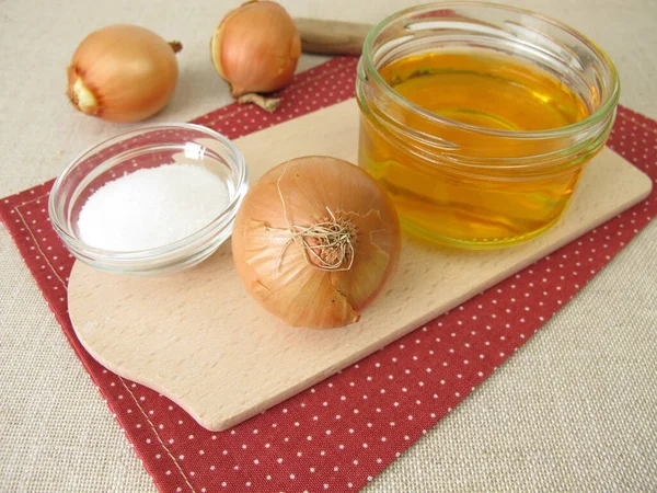 Fresh Onion Syrup Onion Juice Glass Jar — Fotografia de Stock