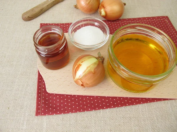 Fresh Onion Syrup Onion Juice Glass Jar — 图库照片