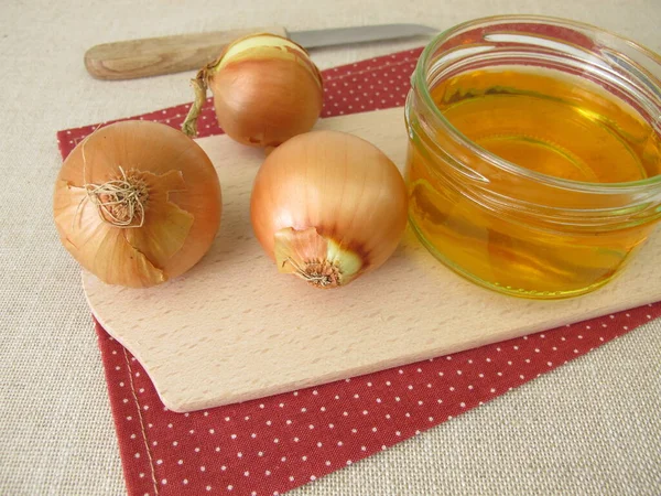 Fresh Onion Syrup Onion Juice Glass Jar — Stock Photo, Image