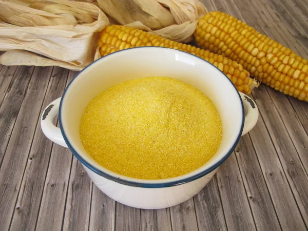 Corn Semolina Pot Maize Ears — Foto de Stock