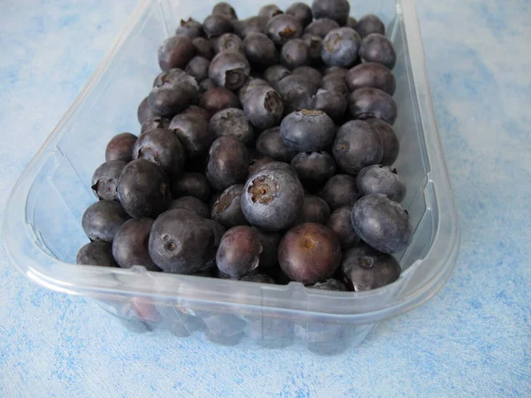 Blaubeeren Einer Plastikverpackung — Stockfoto