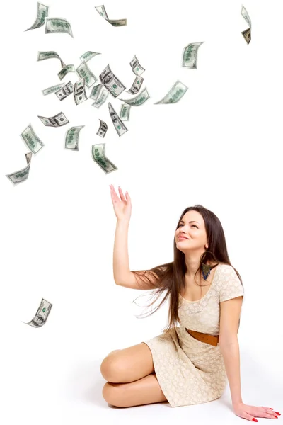 Girl and money — Stockfoto