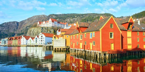 Panoramic View Wharf Skuteviksbrygge Bergen Norway — ストック写真